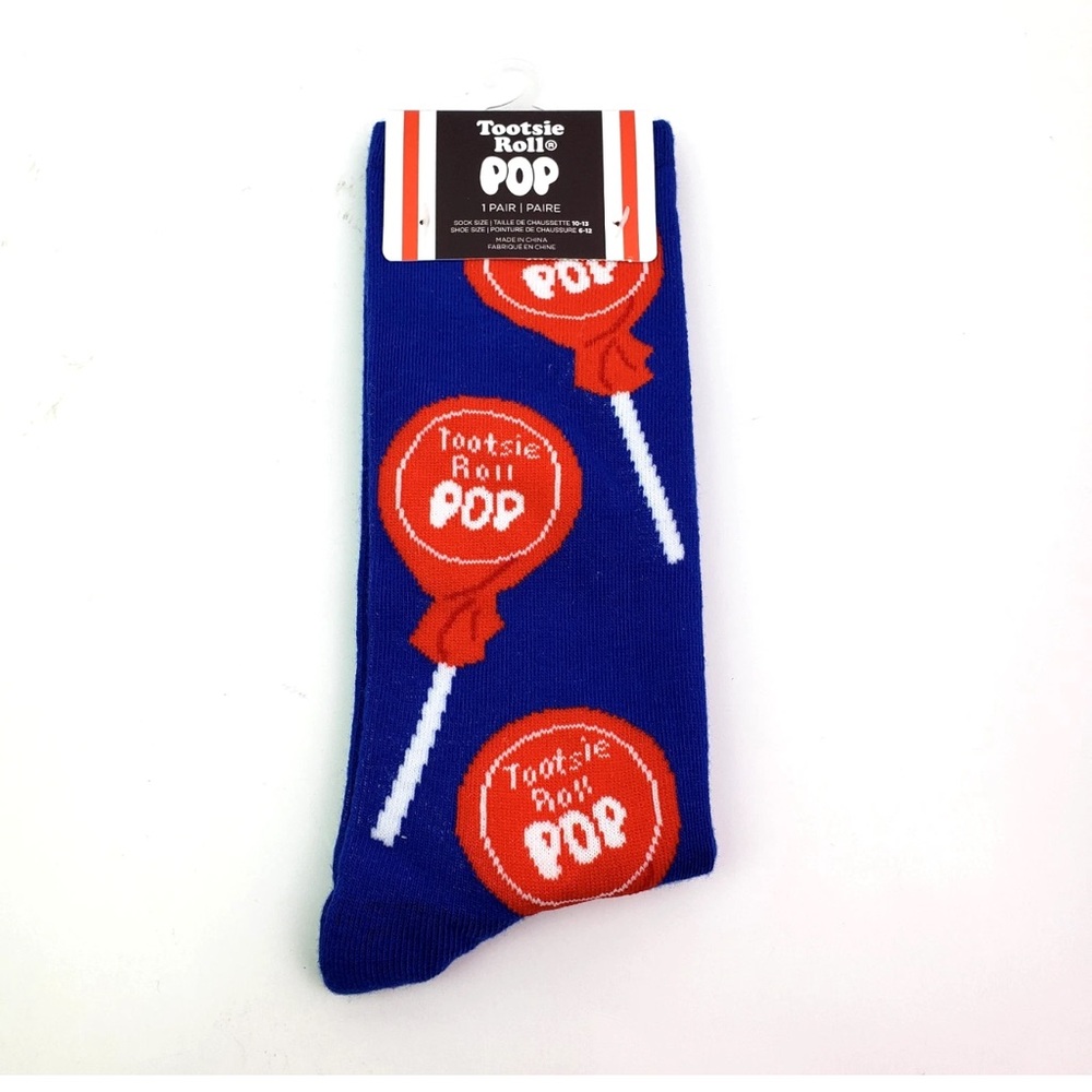 Retro Tootsie Roll Pop Socks Lollipop Candy Novelty Footwear Red Blue Unisex